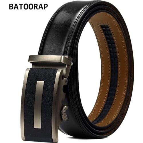BATOORAP Luxury Designer Mens Belt Genuine Leather Top Quality Fashion Male Business Trouser Belt Strap Metal Matte Buckle E048