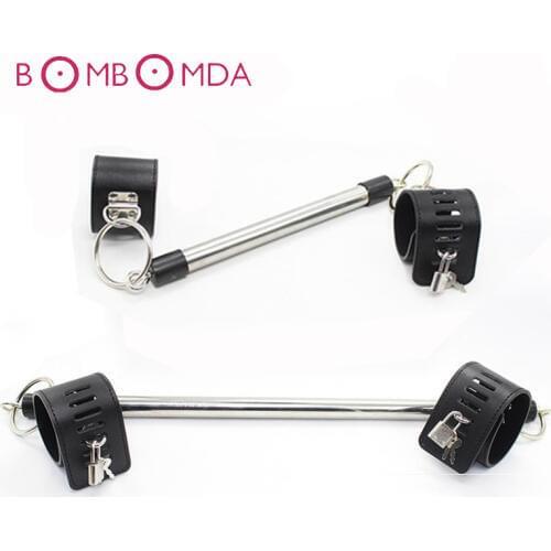Sex Toys Metal Adjustable Spreader Bar Slave BDSM Bondage Set Unisex Sex Slave Handcuffs Ankle Cuffs Fetish Restraints Shackles