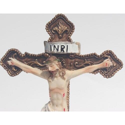 Religious Jesus Cross Crucifix Statue Holy Figurine Collective Catholic Figurines Gift Decor Roman Home Resin Ornaments