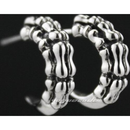925 Sterling Silver Dragon Claw Mens Biker Rocker Earring 8M015