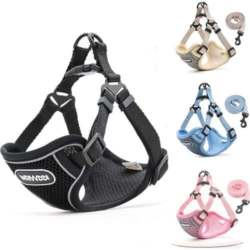 New Personalized Dog Harness Pet Chest Harness Breathable Mesh Dog Collar Harness Reflective Dog Rope Small-Medium Dogs Goods