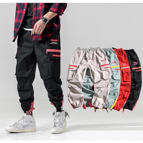 Japanese Style Patchwork Muti Pockets Harem Joggers Pants Streetwear Men Hip Hop Oversize Cargo Sweatpants Trousers Muti Color