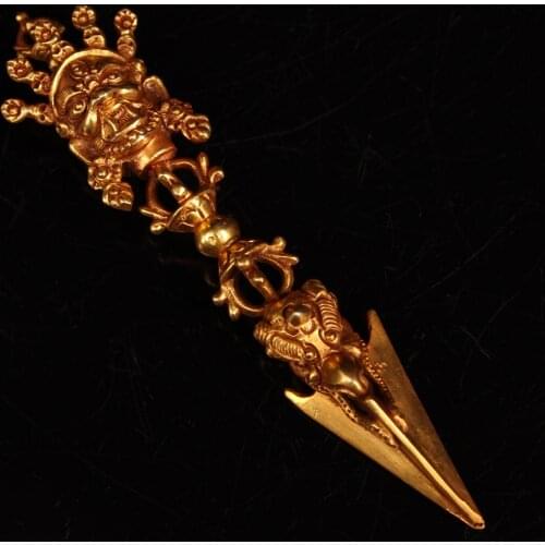 Tibetan Buddhist handmade Vajra Guardian Puba subduing pestle ,Pure copper Vajry Pestle