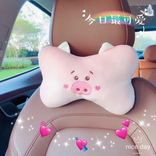 Car decoration cartoon panda dog pig cute plush vehicle neck pillow stuffed toy girl lady birthday gift