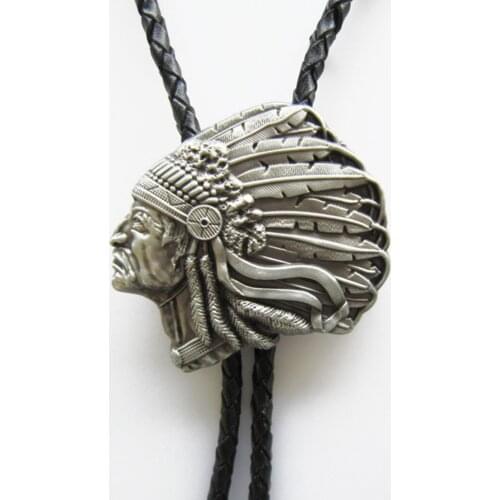 Vintage Western Chielf Wedding Leather Necklace Bolo Tie Neck Tie