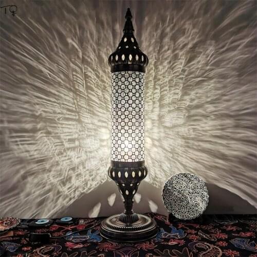 Turkey Vintage Retro Hollowing Out Ice Cracks Table Lamps Home Decor Led Desk Lights Living Room Bedroom Restaurant Hotel Coffee