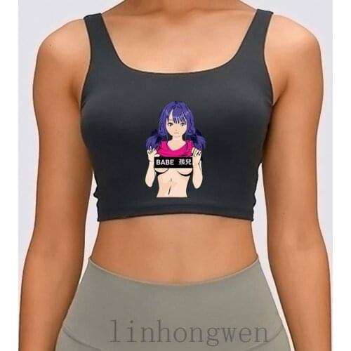 Waifu Babe Women Tank Top Spring Natural S-XL Vintage Graphic Basic Character Crop Top