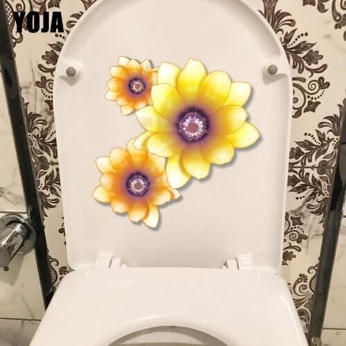YOJA 23.3*24.1CM Art Flower Kids Room Wall Sticker Home Bathroom Toilet Seat Stickers T1-0509