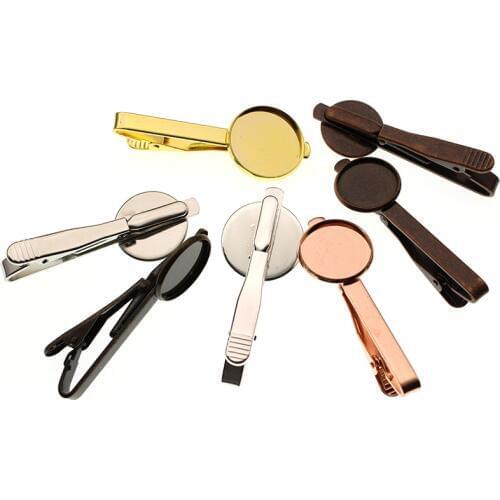 5pcs Brass Round 16mm 18mm 20mm Tie Clip Cabochon Settings Base Blank Tray Bezel Mens DIY Clothing Accessories Jewelry Making