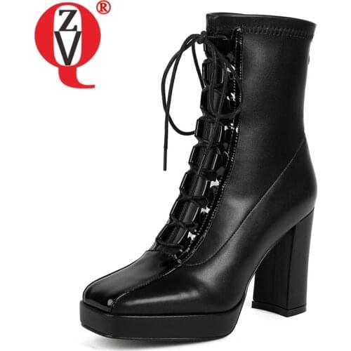 ZVQ Women winter New Style Leisure short boots Good Qualtiy Pumps Heels Concise Mature Comfortable Square Toe office lady