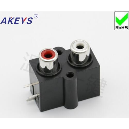 10 pcs AV co-core socket RCA socket two-hole PCB welded audio and video socket lotus socket AV2-8.4-7A copper