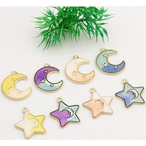 10pcs/lot Fashion Moon Star Pendants for Jewelry Making Key chain Bracelet Earring Hair clip Accessories Handmade DIY Craft
