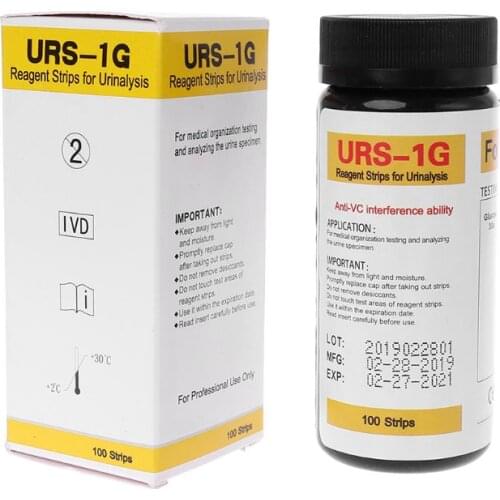100 strips URS-1G Glucose Urine Test Strip Reagent Strip For Urinalysis With Anti-VC Interference Ability