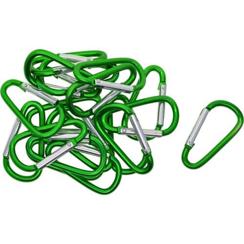 20 Pieces D Shape Carabiner Spring Clip Hook Keychain Key Clip Sports Climbing Hiking Hook for Outdoor Sports Travel Green