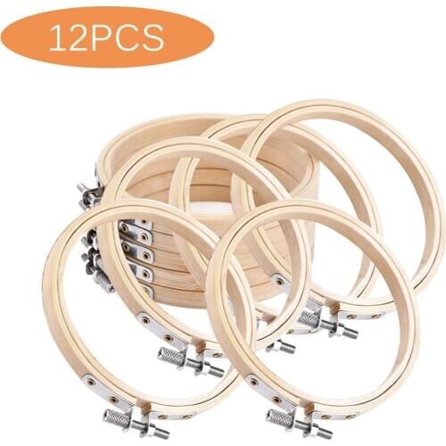 6 Inches Or 4 Inches 12pcs Embroidery Hoop Bamboo Cross Stitch Stitchwork Hoop For Embroidery Cross Stitch Men Women Beginners