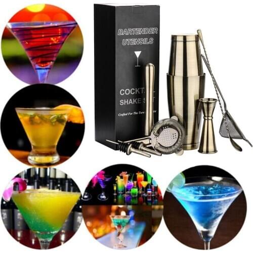 8pcs Cocktail Shaker Home Bar Set Stainless Steel Bartender Tools Kit 18/25 oz