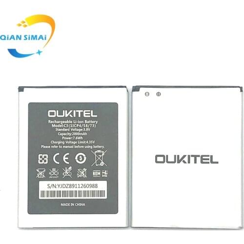 QiAN SiMAi For Oukitel C3 plus Mobile Phone Oukitel C3 Battery 1PCS New High Quality + Track Code