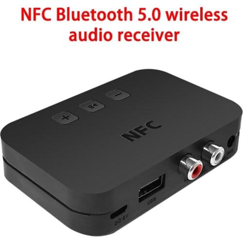 NFC 5.0 Bluetooth Receiver A2DP AUX 3.5mm RCA Jack USB Smart Playback Stereo Audio Wireless Adapter For Car Kit Speaker Adapter