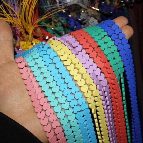 4~8mm Natural Stone Hematite Beads Candy Colors Matte Love Heart-shaped Jewelry Making DIY Necklace Bracelet Accessories 15