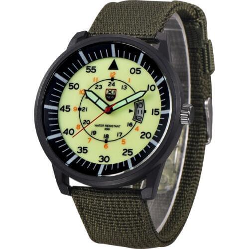 2020 XINEW Watches Men Military Sports Watches Luminous Number Fashion Green Nylon Strap Watch Men Quartz Watches heren horloge