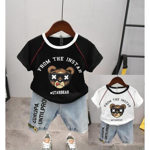 Kids Set Childrens Clothing Cotton Boys short sleeve T-Shirts and shorts jeans Baby Clothes 2pcs Baby Sport Suit 2-7years
