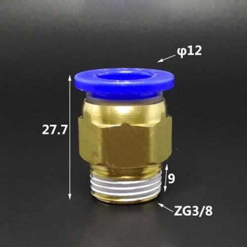 DN10 G 3/8" BSP Male x Fit Tube OD 12mm Brass Pneumatic Air Hose Quick Connector Push In Coupler Water Gas Oil