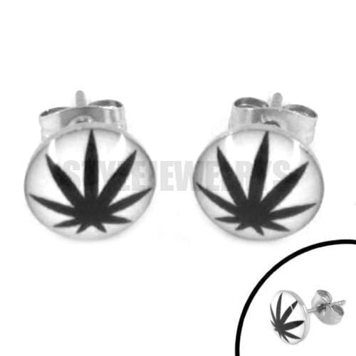 Enamel White Tree eaf Earrings Stainless Steel Jewelry Trendy Motor Biker Women Earring Studs SJE370114A