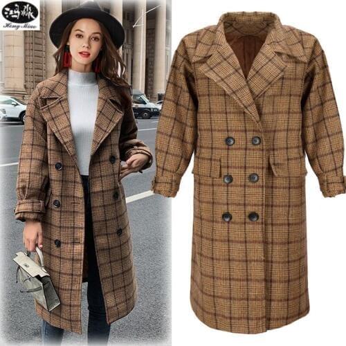 HongMiao Women's Plaid Coats