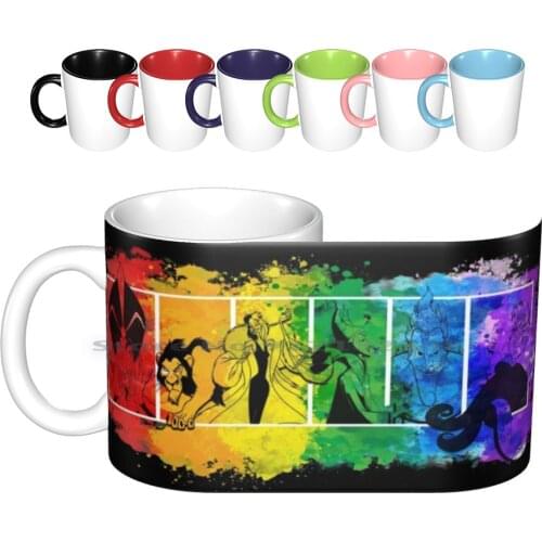 Villains' Pride Ceramic Mugs Coffee Cups Milk Tea Mug Gay Pride Villains Little Mermaid Lion King Aladdin 90s Rainbow Color Wdw