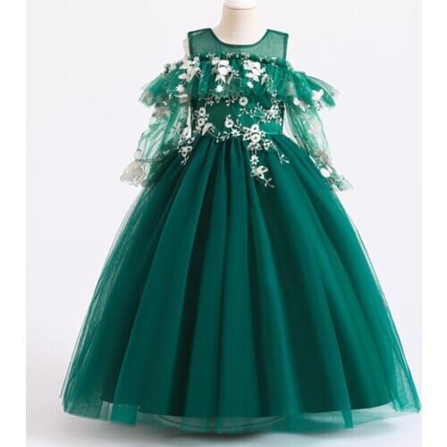 Girls wedding dress lace evening dress embroidery dress girl birthday party performance first formal communion president dress