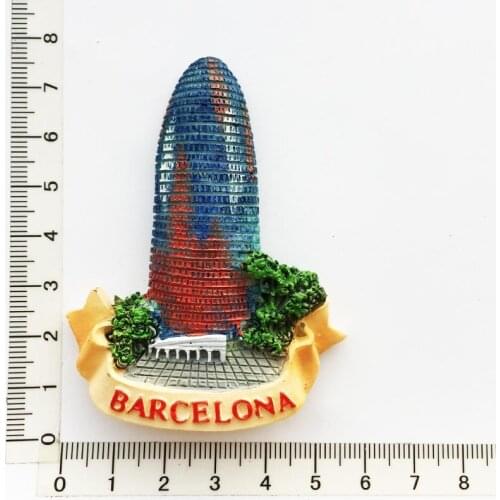 Barcelona.Spain)Fridge Magnet,Creative Travel Commemorate Crafts 3D Ornaments Magnetism Resin Material Refrigerator Stickers
