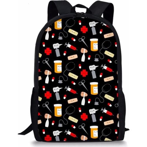 17 Inch Cute Nurse Pattern Women School Backpack Schoolbag For Teenager Girls Primary And Senior Student Book Bag Rucksack