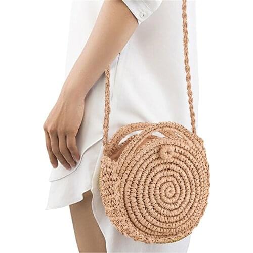 Fsshion Style Large-capacity Rattan Grass Weave Fashion Trend Girls Shopping Shoulder Bag Top-Handle Bags