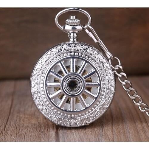 Fashion Silver Steel Hand Wind Mechanical Pocket Roman Numerals Watch Men Womens Jewelry Fob Watch Gifts