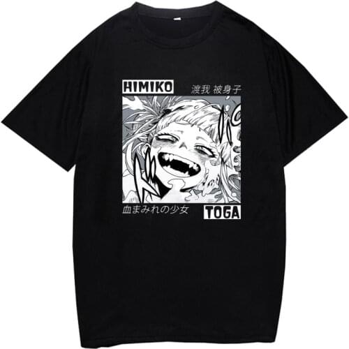 My Hero Academia T-Shirt Anime Fans Himiko Toga Popular Daily Breathable Tops Kawaii Girls Clothing Plus Size