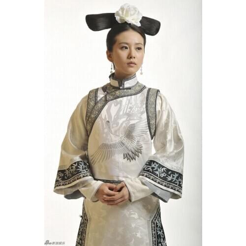 New TV Play Bubujingxin Qing Palace Maid Servant Costume White Embroidery Crane Costume Princess Clothes