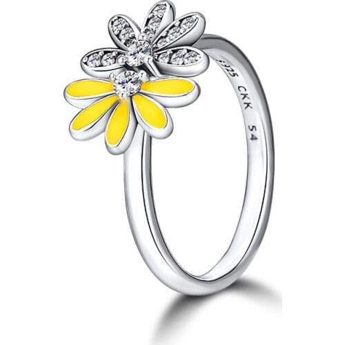 Dazzling Half Daisies Rings 100% 925 Sterling-Silver-Jewelry Free Shipping