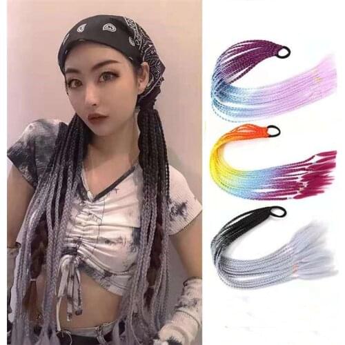 Twist Braid Wig Elastic Hair Band for Women Colorful Synthetic Ponytail Hair Ropes Rubber Ties Scrunchies Girls Hair Accessories
