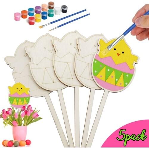 DIY Handmade Painted Easter Egg Craft Toys Set Cartoon Rabbit Chick Egg Arts And Crafts Painted Toy Easter Gift For Children