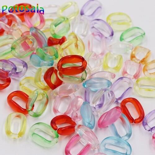Potosala 100Pcs Transparent Mixed Color Acrylic Chain Links Twist Oval Open Beads Connector Links For DIY Jewelry Making 11x16mm