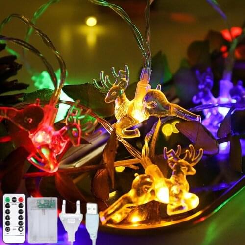 QYJSD Cute Elk Deer Garlands Light Easter Merry Christmas Tree New Year Holiday Party Festival Decoration Outdoor String Light