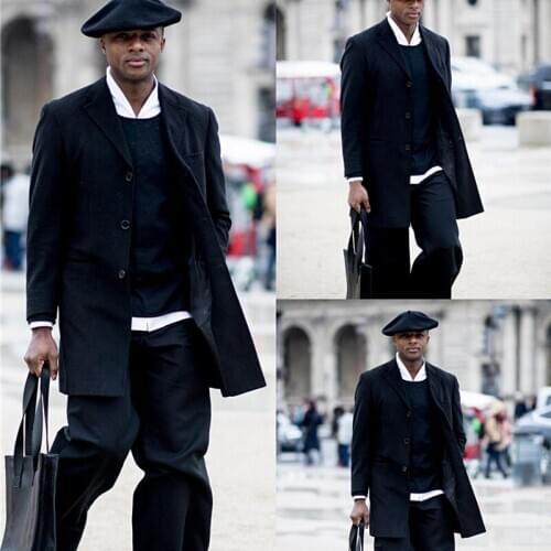 Navy Blue Woolen Warm Mens Coat Suits Custom Made Thick Two Button Wedding Tailored Party Prom Business Blazer Jacket