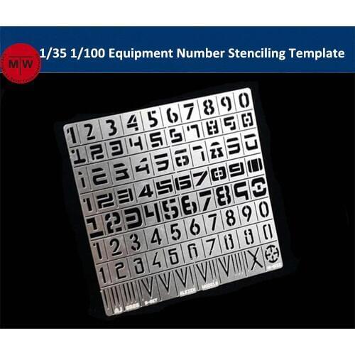 1/100 1/35 Scale Heavy Equipment Number Stenciling Template Leakage Spray Plate Tools for Gundam Military Model Kit AJ0026