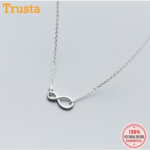 TrustDavis Real 925 Sterling Silver Infinite Pendant Choker Love Necklace For Women Girls Birthday Gift Fine Jewelry DS2005