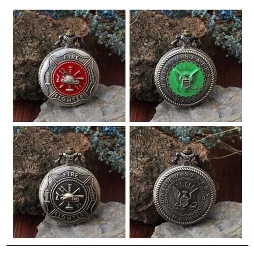 U S navy firemen pattern Quartz classic collection antique men antique Necklace pocket watches gift KLL63