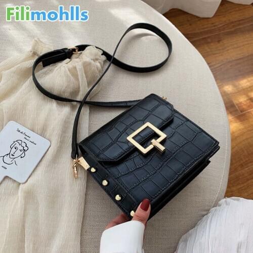 Stone Pattern PU Leather Crossbody Bags For Women 2020 Small Lock Shoulder Messenger Bag Lady Travel Handbags and Purses S2083