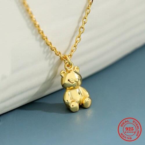 YIZIZAI 100% 925 sterling silver Women Cute Cartoon Mini Bear Pendant Necklace High Quality Link Chain Necklaces Wedding Gifts