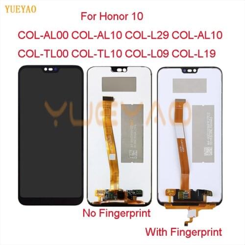 With Fingerprint 5.84'' LCD For HUAWEI Honor 10 LCD Display Touch Screen Digitizer For Huawei honor10 COL-L29 COL-AL10 LCD