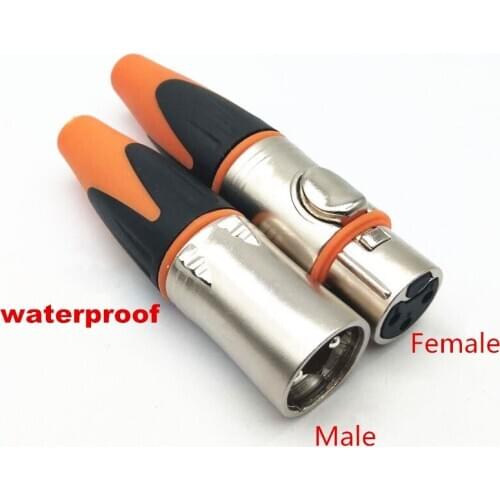 1Pcs Wholesale high quality XLR plug waterproof Audio 3Pin metal XLR Adapter Female/Male 3-cole Microphone Connector Plug