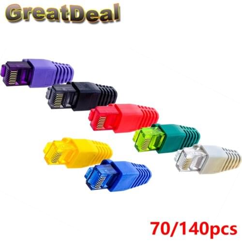 35/70/140pcs Colorful CAT5 CAT5e RJ45 Connector Caps RJ45 Modular Plugs Network Ethernet Cable Plug RJ45 Connector Boots HY1544
